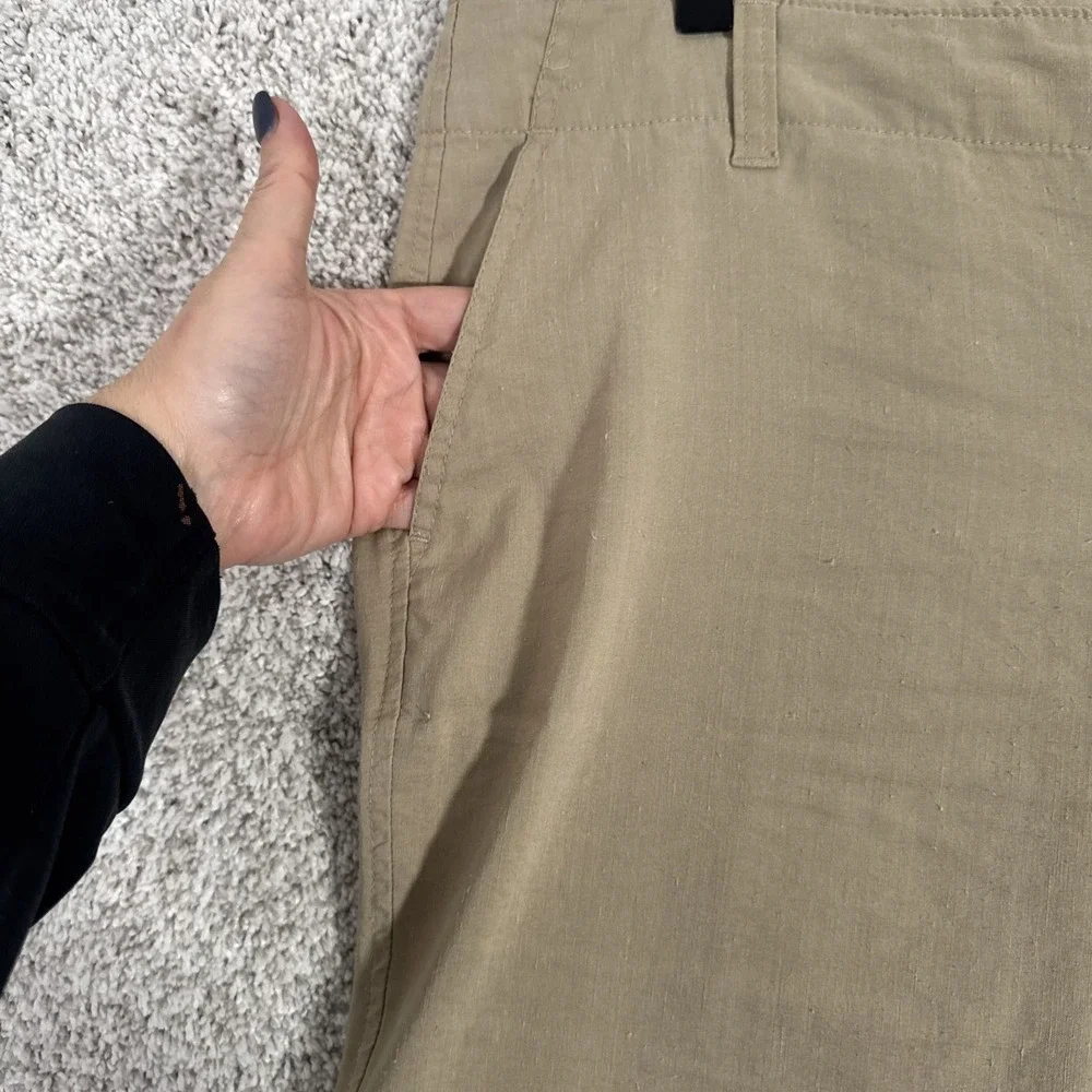 Banana Republic Linen Cargo Pants Womens 10 Tan‎ Convertible Hiking Beachy Comfy